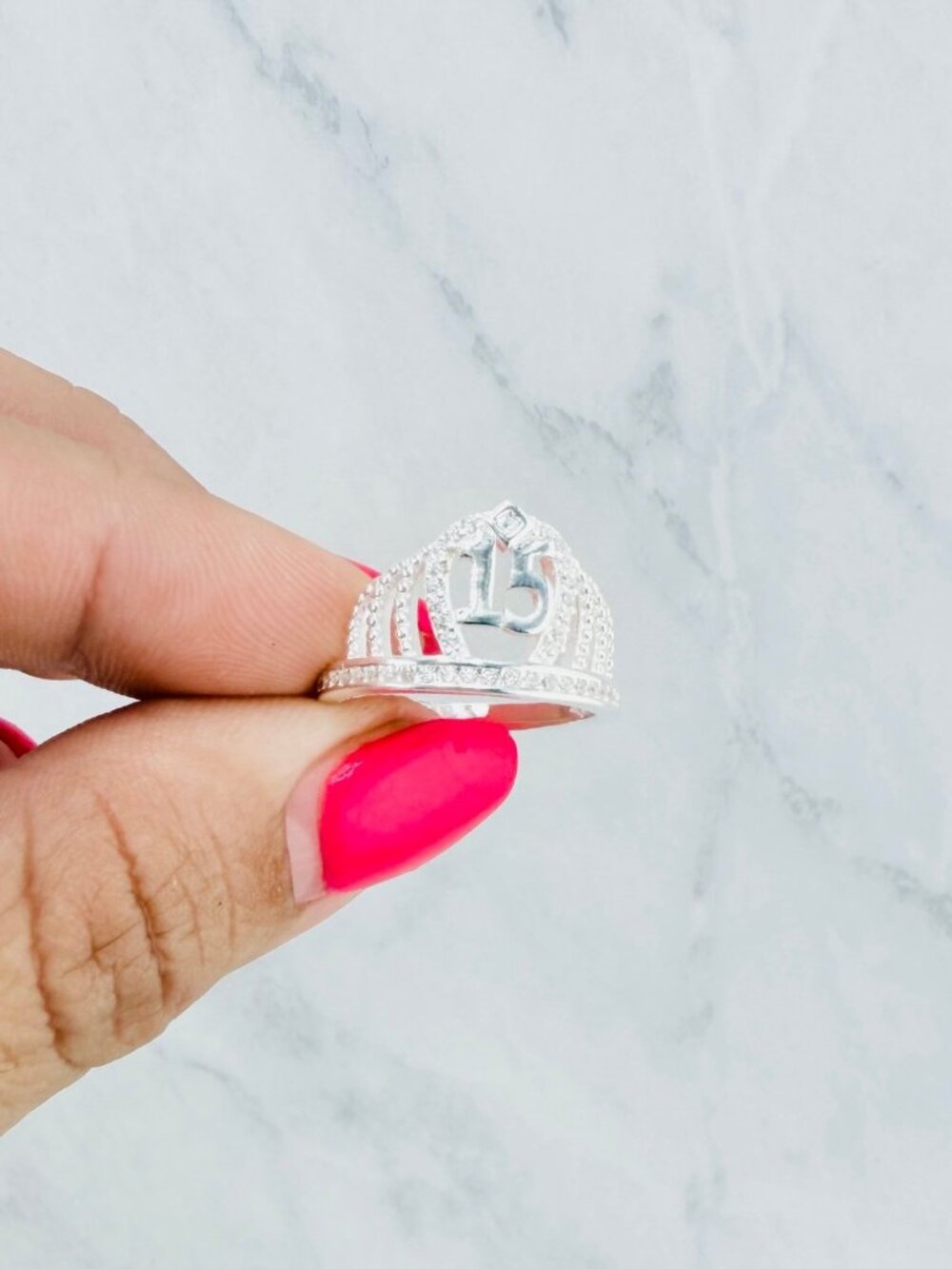 Real .925 sterling silver ring Quinceañera ring crown - Anillo quince años